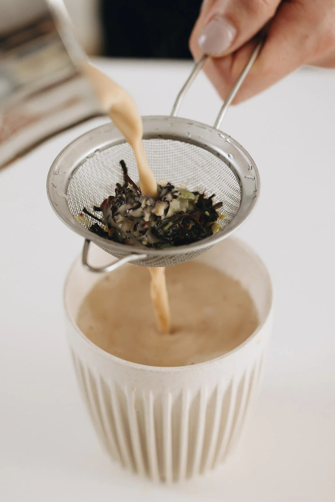 Prana Chai being filtered