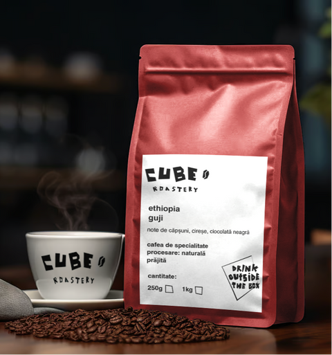 Back view of Ethiopia Guji coffee beans 250g bag