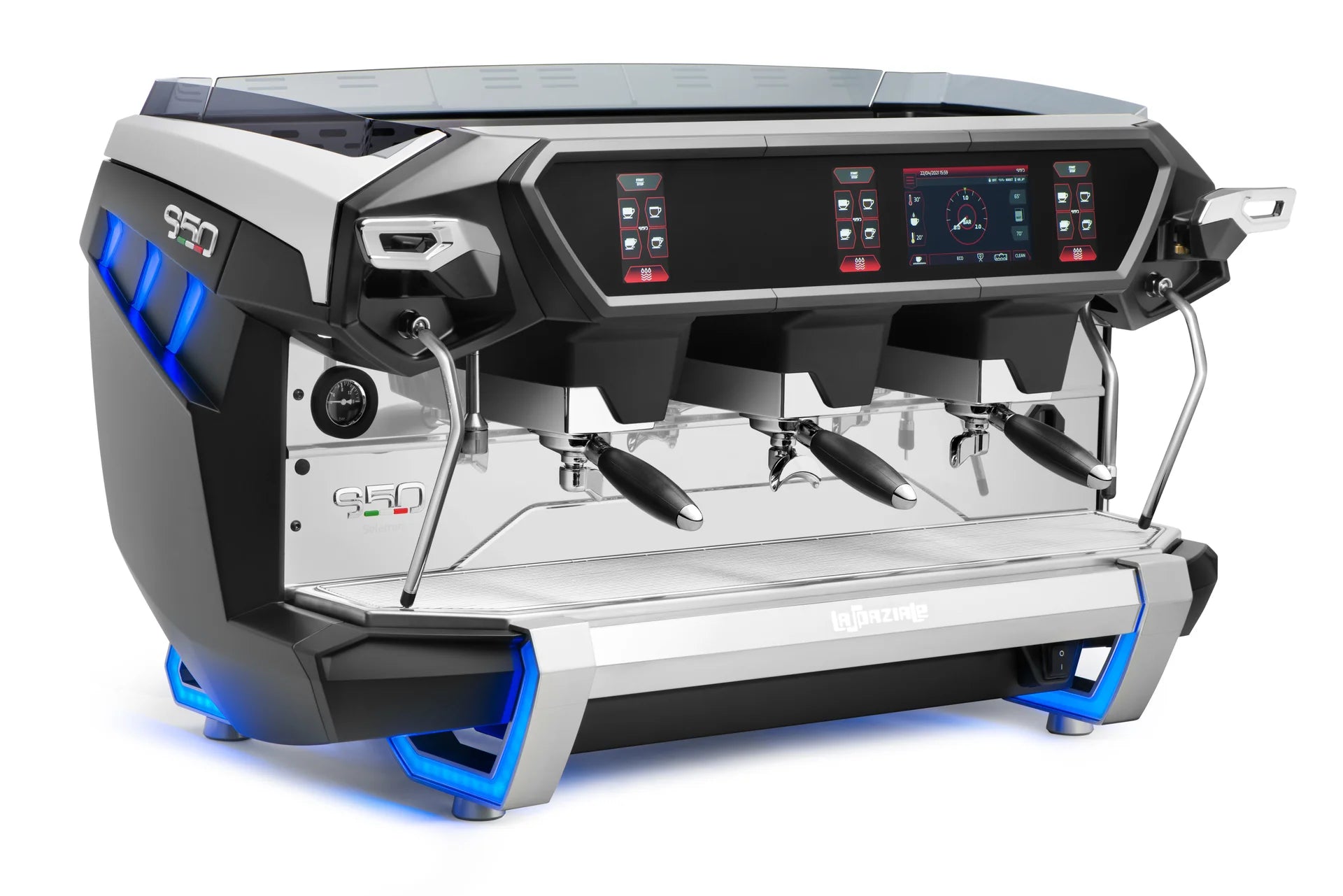 La Spaziale coffee machine with 3 groups side view