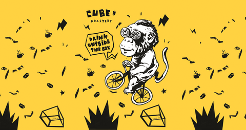 Playful monkeys background for coffee brand hero section