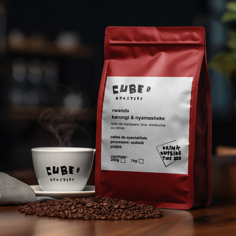 Front view of Rwanda Karongi & Nyamasheke coffee beans 250g bag